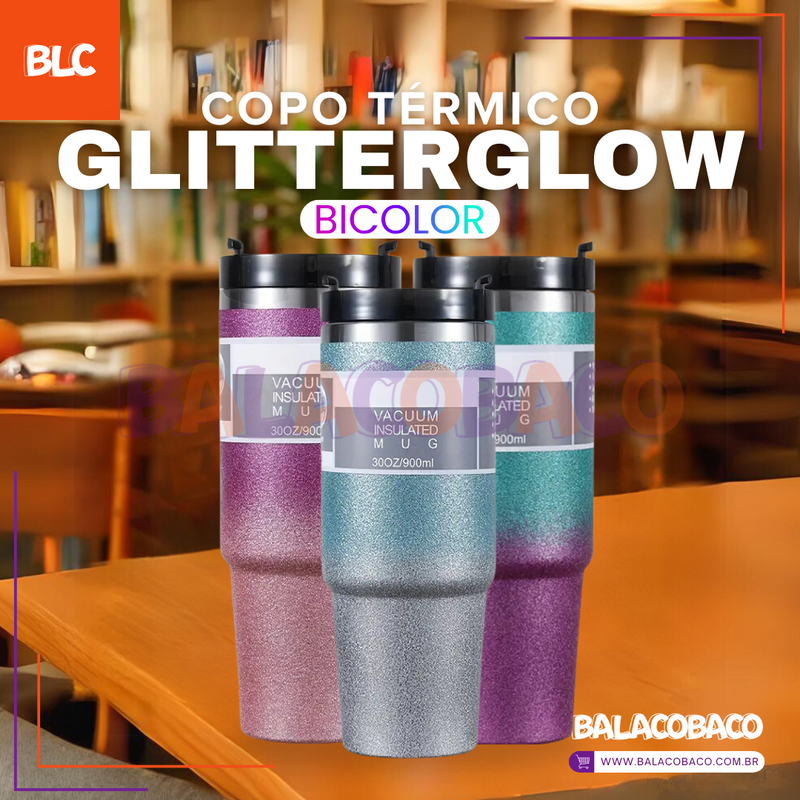 Copo Térmico GlitterGlow Bicolor - 600ml ou 900ml